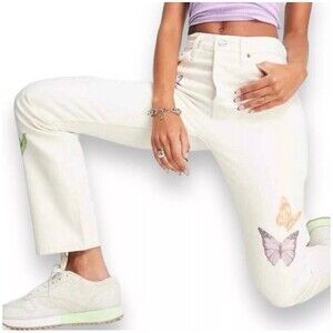 Levi’s 501 Women’s 27x28 Butterfly Print Jeans High Rise Straight Button Fly